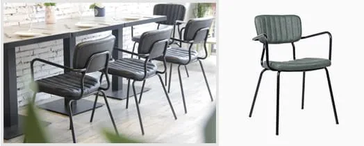 Fashion Luxury Hotel Cafe Restaurant Living Room Upholstered Leather Arm Dining Chair 631(M)-H45-STPU