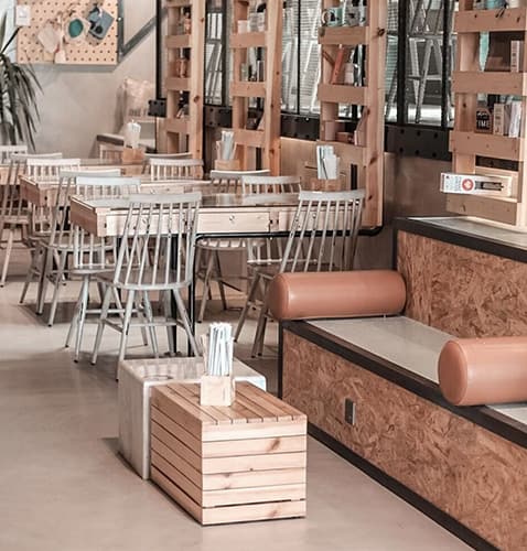 Bar table and stools are also an indispensable element of the coffee shop.