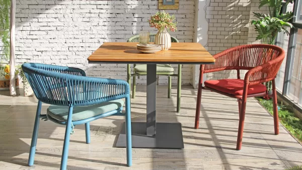 Aluminum Leg Wood Top Commercial Outdoor Restaurant Square Table 811DT-ALUSTW-SQ90