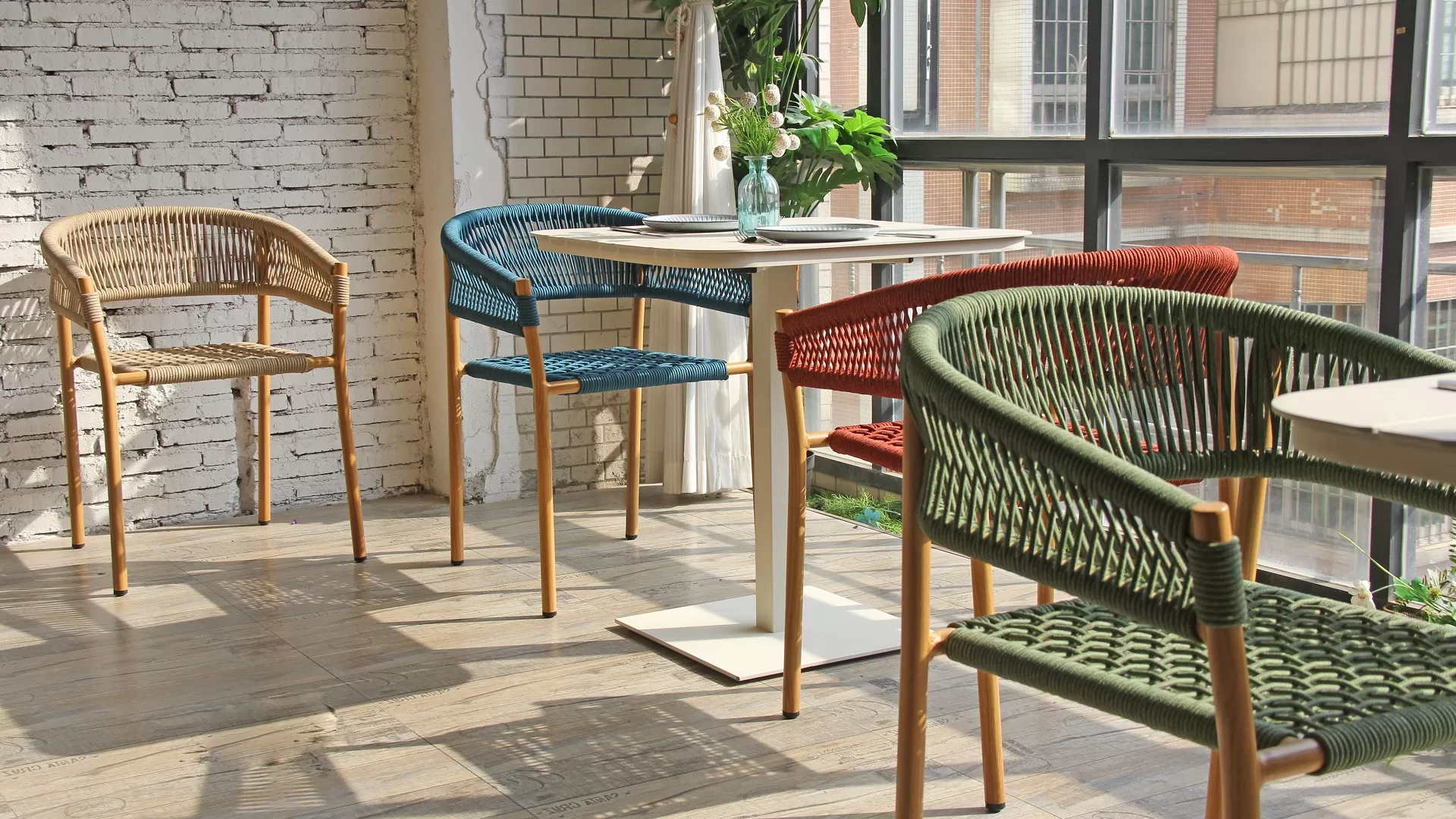 Restaurant Cafe Hotel Wicker Rattan Rope Armchair For Outside 814MS-H45-ALU-RO Restaurant Cafe Hotel Wicker Rattan Rope Armchair For Outside 814MS-H45-ALU-RO