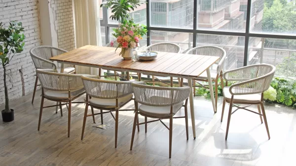 Stylish Braided Rope Outdoor Restaurant Chair With Waterproof Cushion 865MS-H45-ALU-ROFA