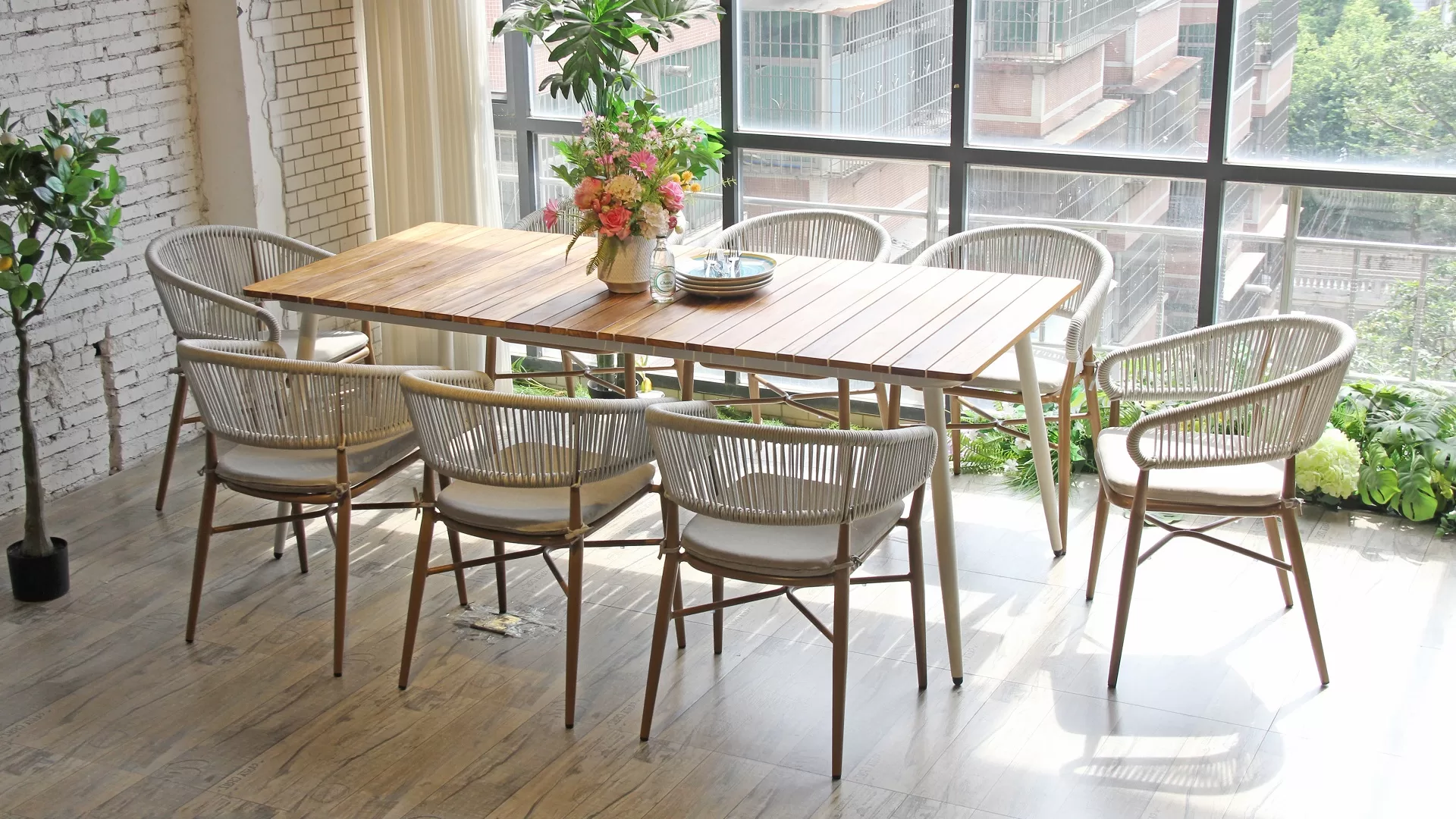 Stylish Braided Rope Outdoor Restaurant Chair With Waterproof Cushion 865MS-H45-ALU-ROFA