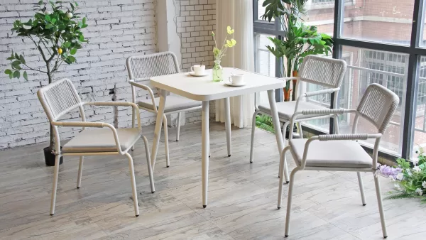 Leisure Woven Rope Patio Chair With Waterproof Cushion 819MS-H45-ALU-ROFA